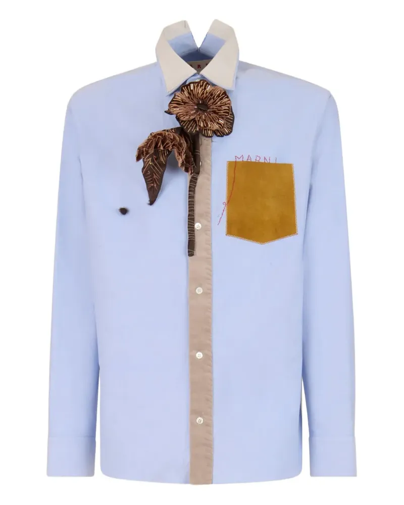 Marni Besticktes Hemd mit Kontrastkragen - Blau Blau