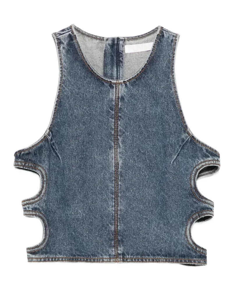 Chloé cut-out acid-wash top - Blau Blau