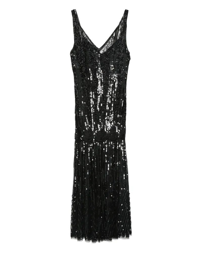 Alberta Ferretti sequin-embellished V-neck gown - Schwarz Schwarz