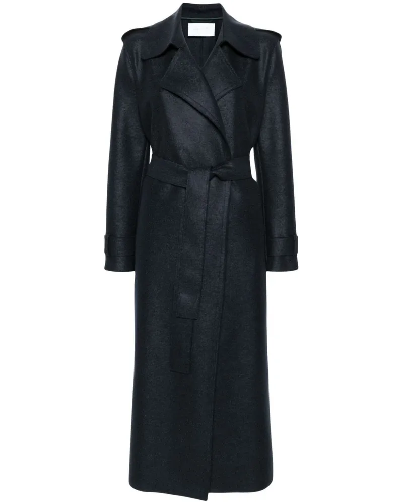 Harris Wharf London Trenchcoat aus Wolle Blau