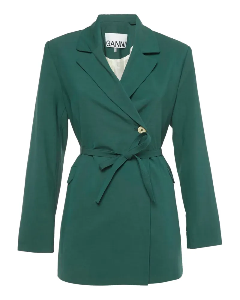 Ganni V-neck flap-pockets belted jacket - Grün Grün