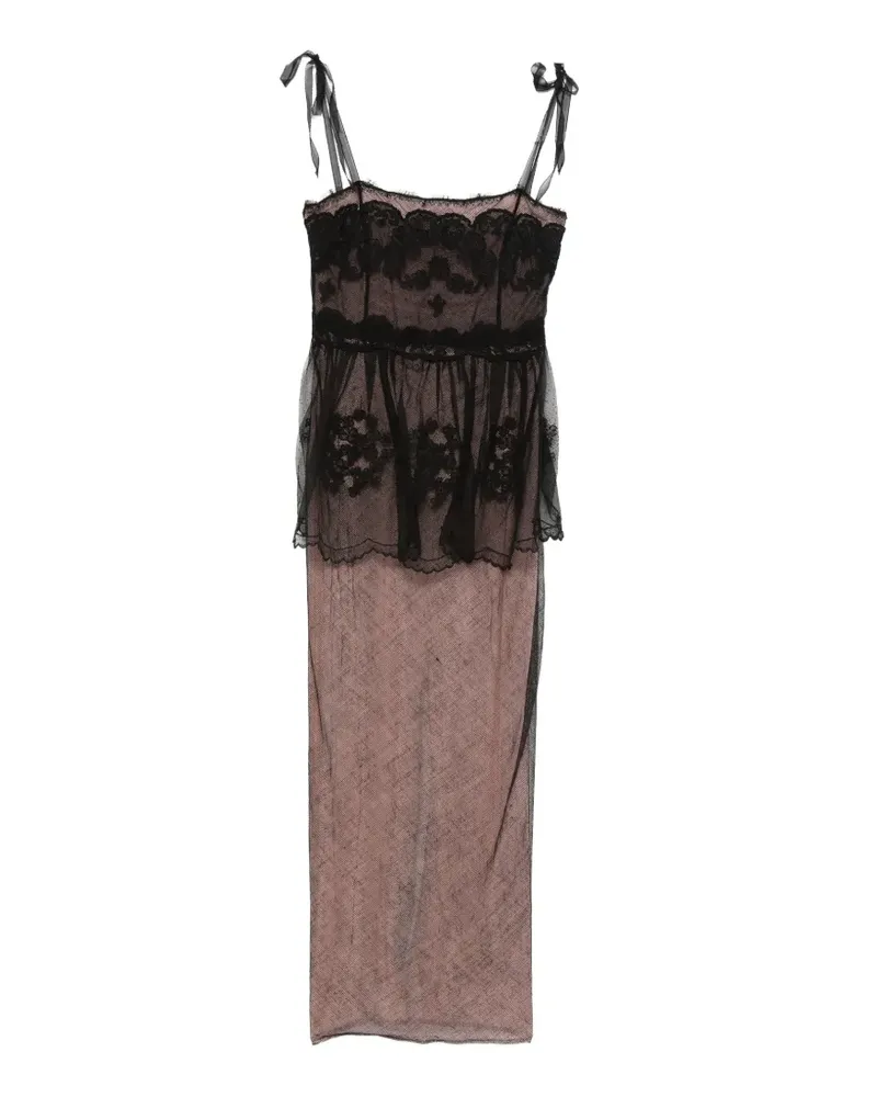 Alessandra Rich lace-tie evening dress - Schwarz Schwarz