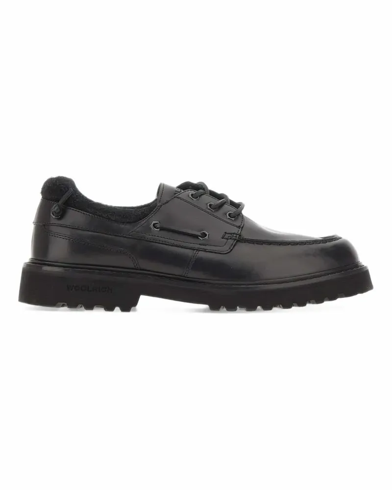 Woolrich Derby-Schuhe aus Leder mit Profilsohle und Schnürung - Schwarz Schwarz