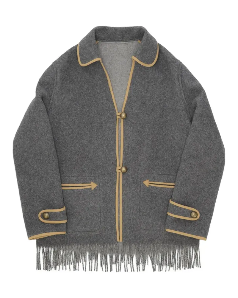 Fortela Danika fringed wool coat - Grau Grau
