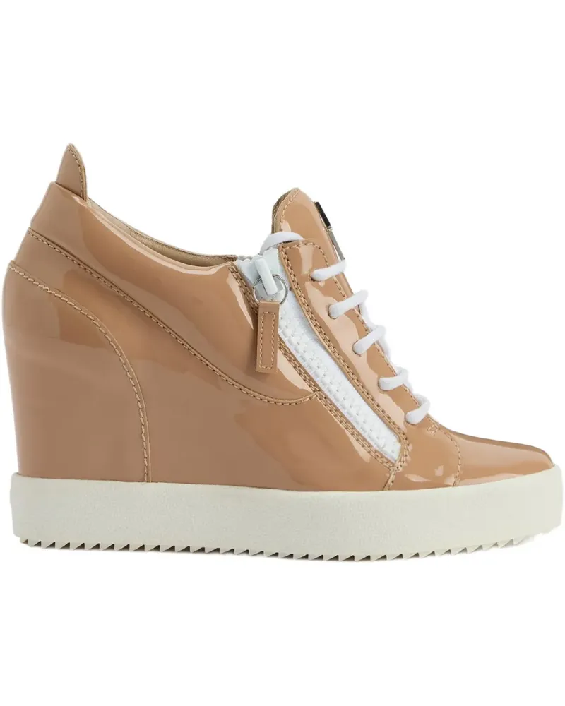 Giuseppe Zanotti Addy Wedge Sneakers aus Lackleder - Nude Nude