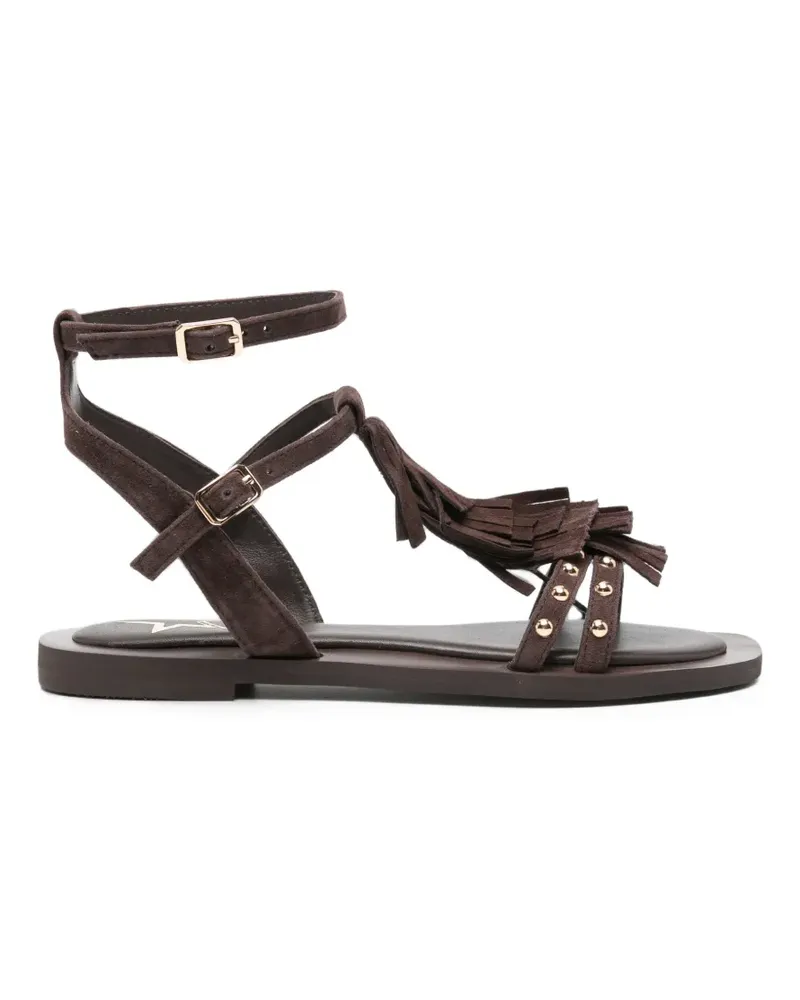 MARC ELLIS fringed stud-embellished flat sandals - Braun Braun