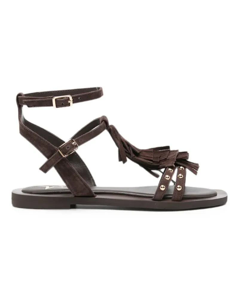 MARC ELLIS fringed stud-embellished flat sandals - Braun Braun