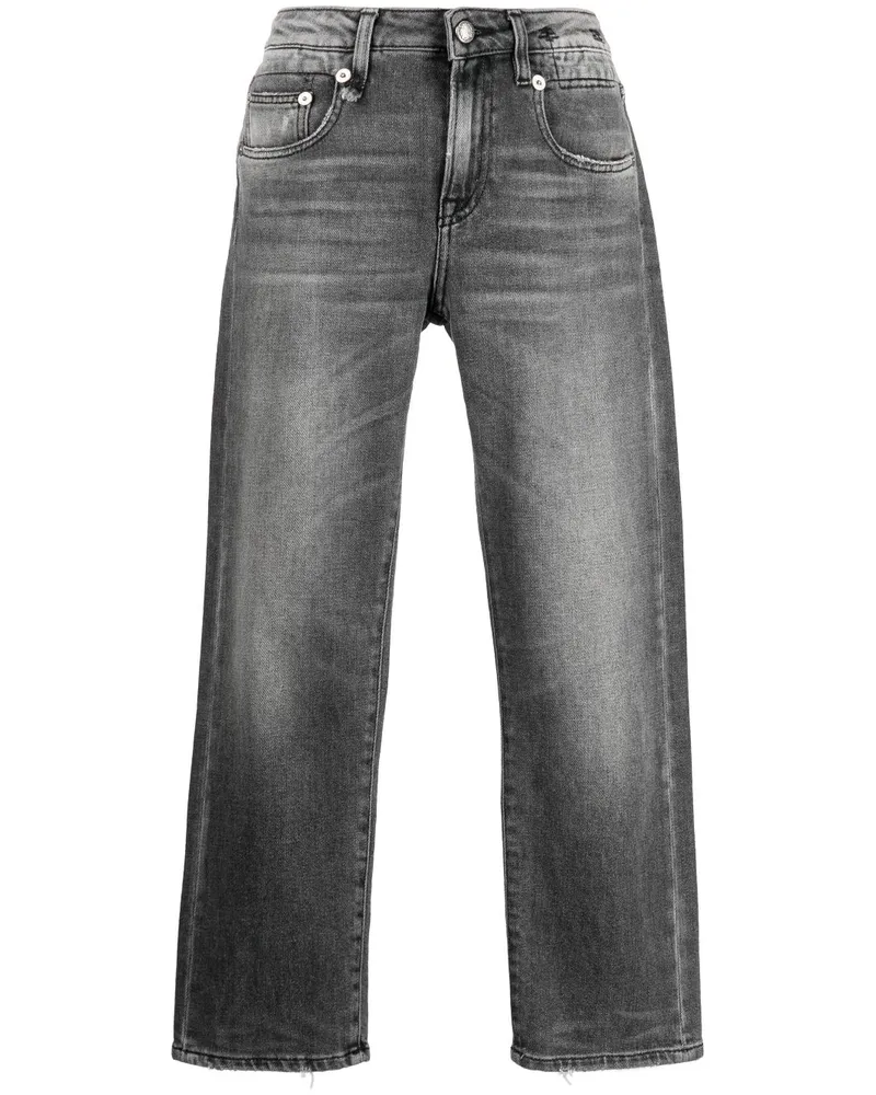 R13 Cropped-Jeans im Distressed-Look - Grau Grau