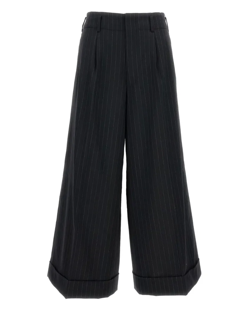 Comme des Garçons pinstripe cuffed trousers - Schwarz Schwarz
