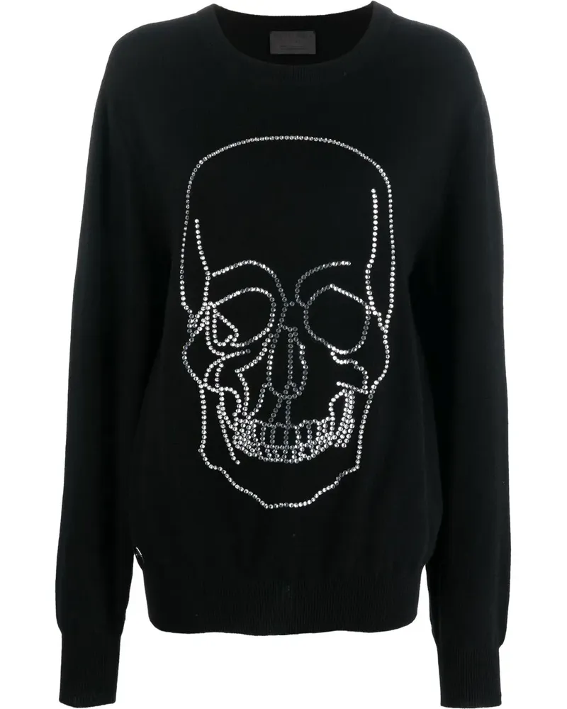 Philipp Plein Kaschmirpullover mit Totenkopf - Schwarz Schwarz