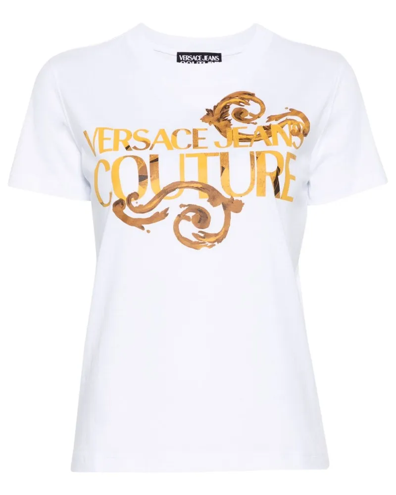 Versace Jeans T-Shirt mit Logo-Print Weiß