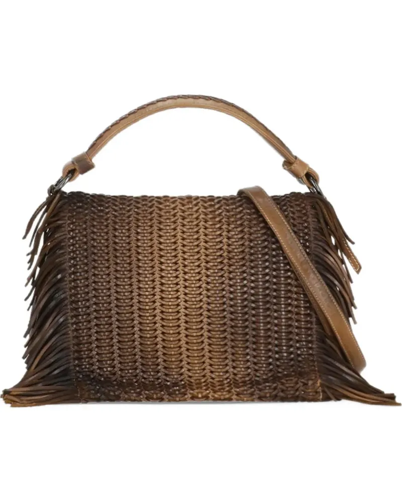 Reptile's House Elettra braided fringe-detail shoulder bag - Braun Braun