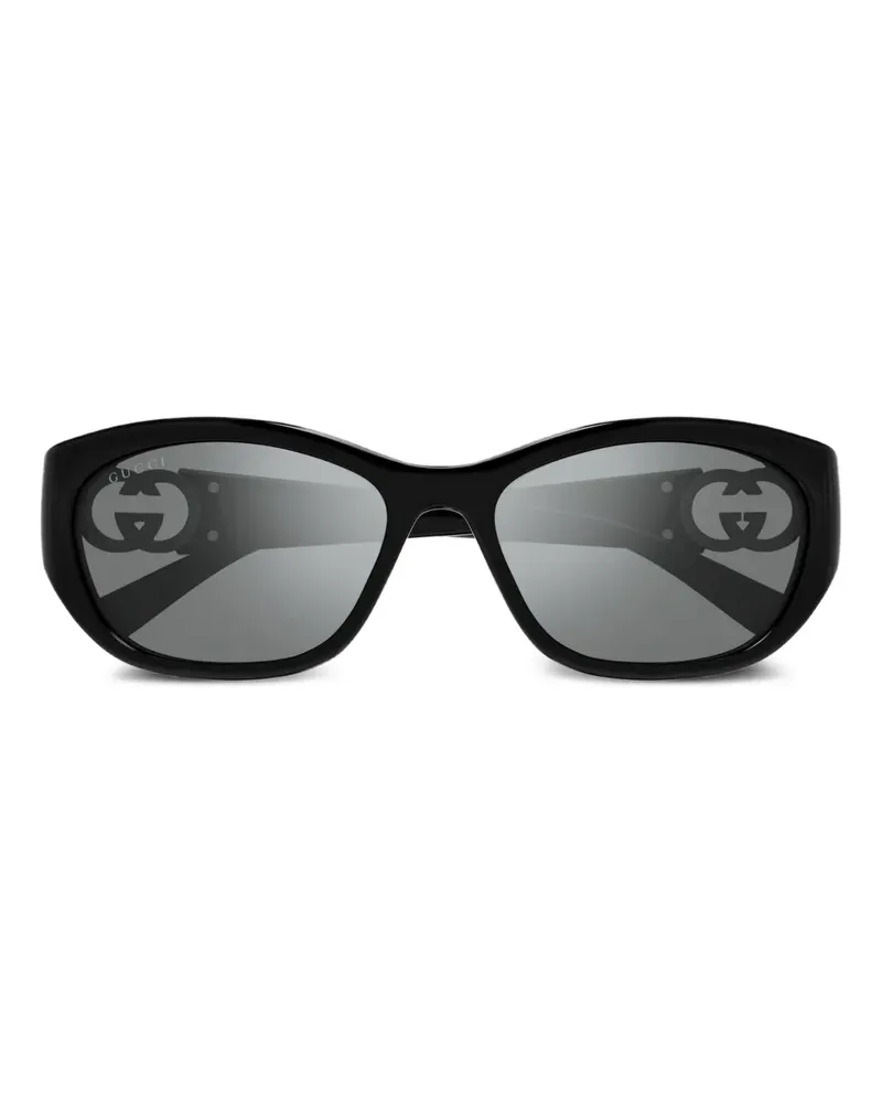 Gucci Ovale Sonnenbrille mit GG-Logo - Schwarz Schwarz