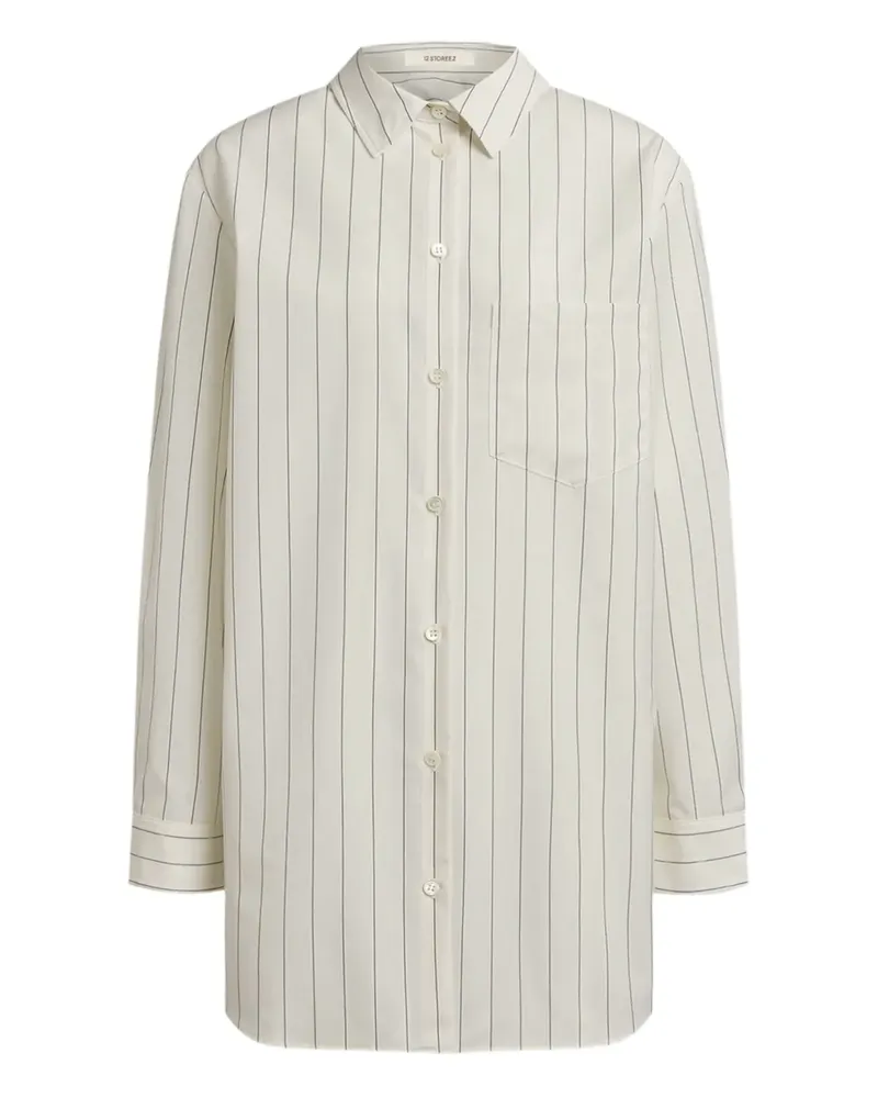 12 STOREEZ Gestreiftes Hemd - Nude Nude