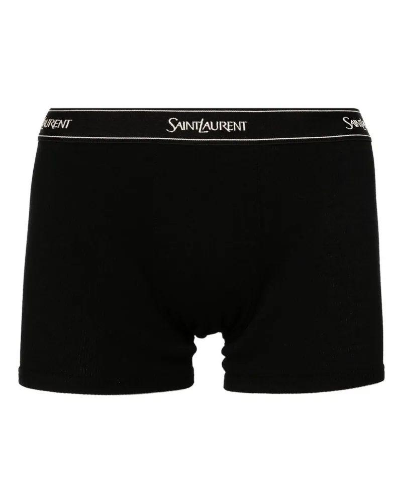 Saint Laurent Fein gerippte Boxershorts mit Logo - Schwarz Schwarz