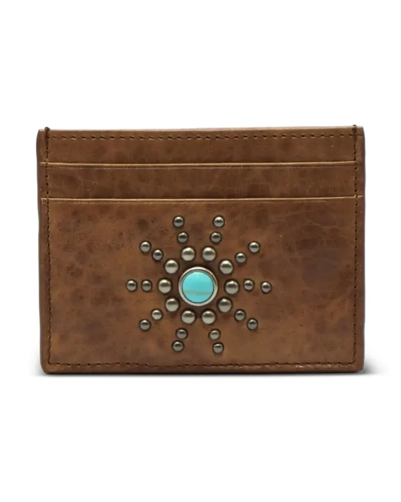 HTC Hollywood Trading Company Sun stud-embellished leather card holder - Braun Braun