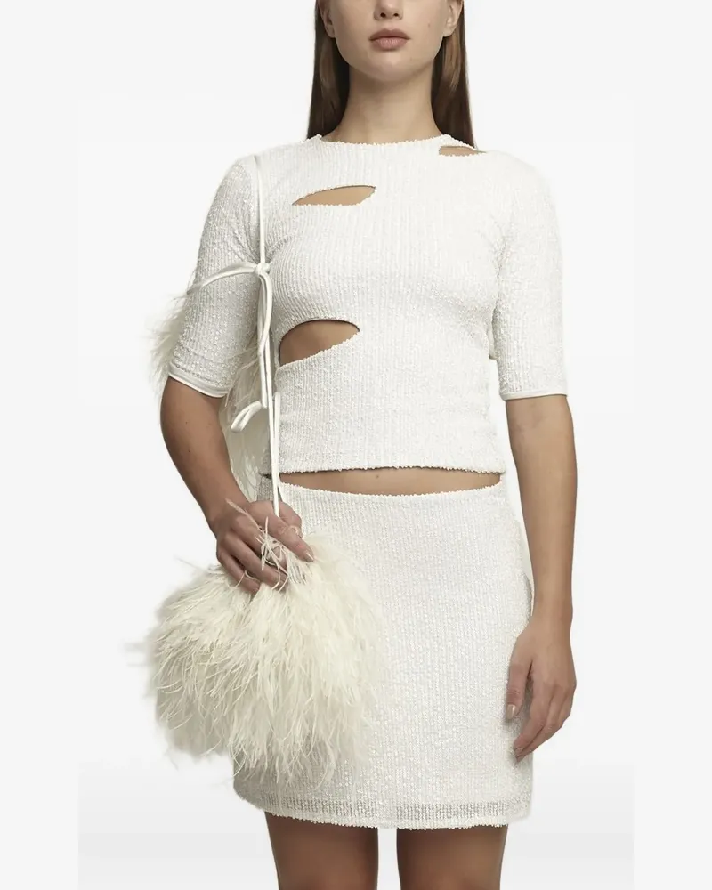 Gloria Coelho Paillettenoberteil mit Cut-Out - Weiß Weiß