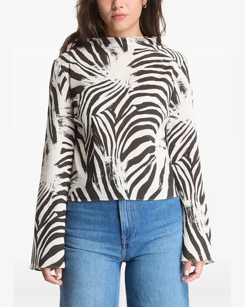 Samsøe & Samsøe Samiller Langarmshirt mit Zebra-Print - Weiß Weiß