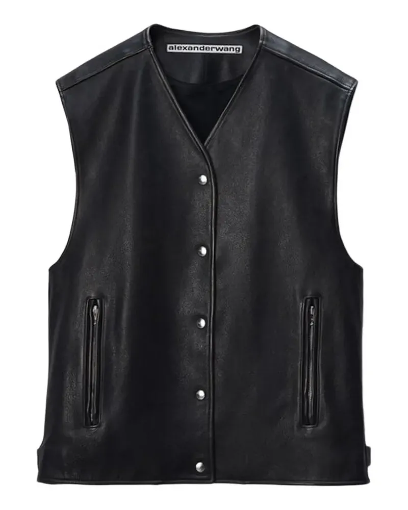 Alexander Wang Kastige Weste mit Druckknöpfen - Schwarz Schwarz
