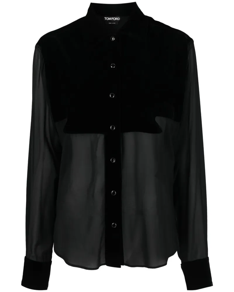 Tom Ford Seidenhemd mit Einsätzen - Schwarz Schwarz