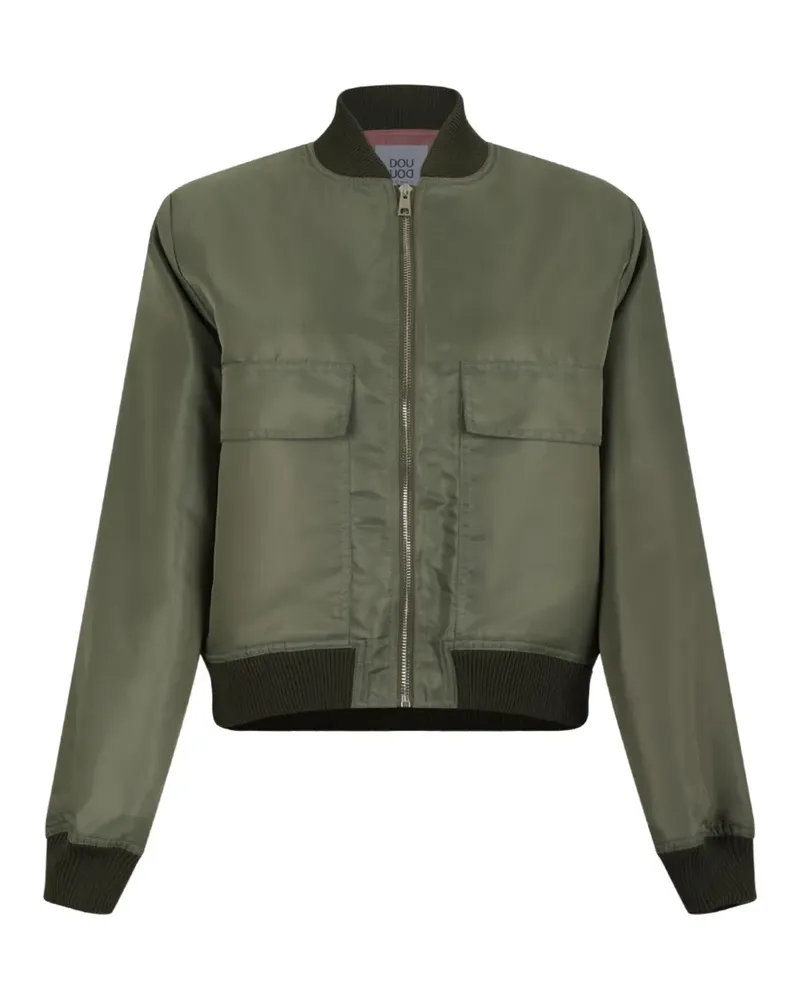 DOUUOD zip-up flap-pocket cropped bomber jacket - Grün Grün