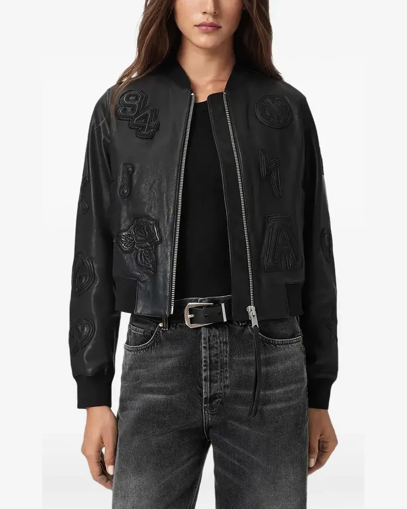 AllSaints Orten 94 appliquéd bomber jacket - Schwarz Schwarz