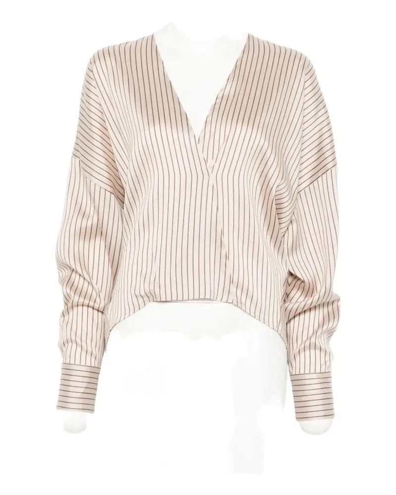 ALYSI vertical-stripe long-sleeve blouse - Nude Nude