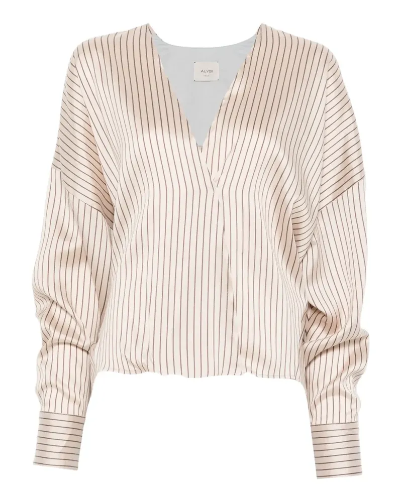ALYSI vertical-stripe long-sleeve blouse - Nude Nude
