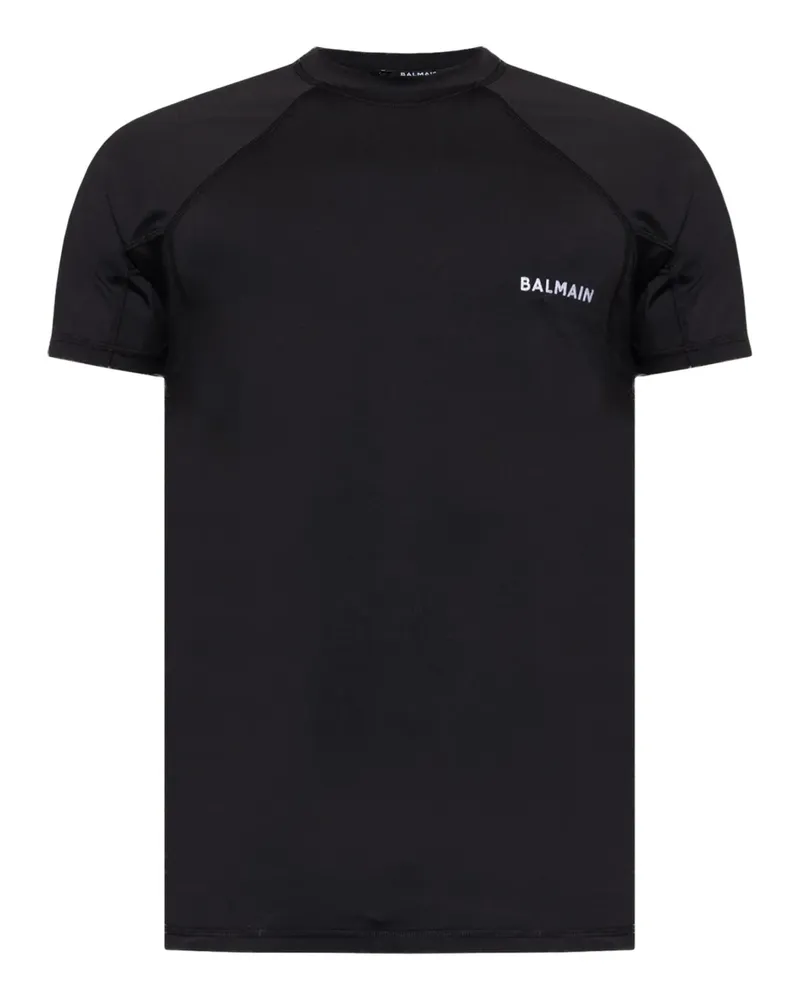 Balmain Badeoberteil mit Logo-Stickerei - Schwarz Schwarz