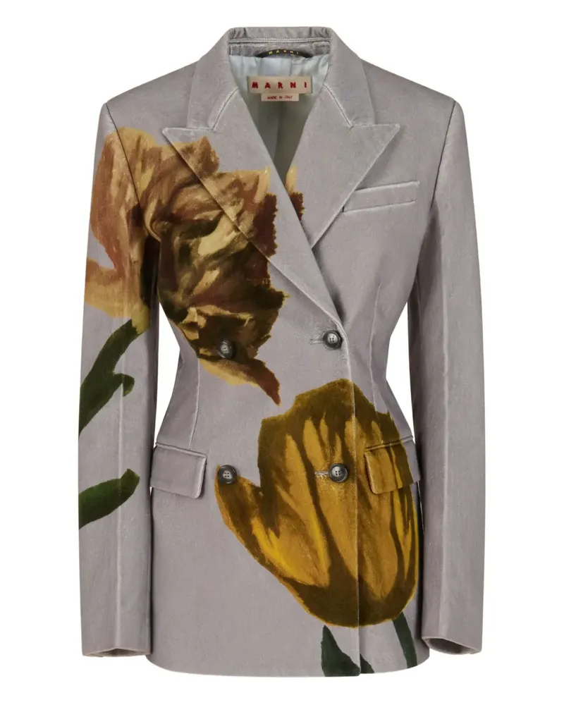 Marni Samtblazer mit Tulpen-Print - Grau Grau