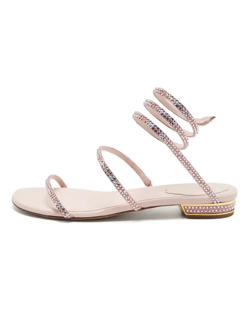 René Caovilla Cleo flache Sandalen aus Satin mit Kristallen - Rosa Rosa
