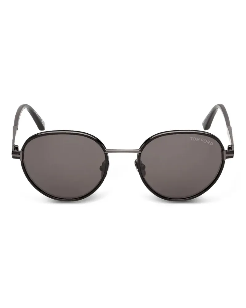 Tom Ford Jet Sonnenbrille mit rundem Gestell - Schwarz Schwarz