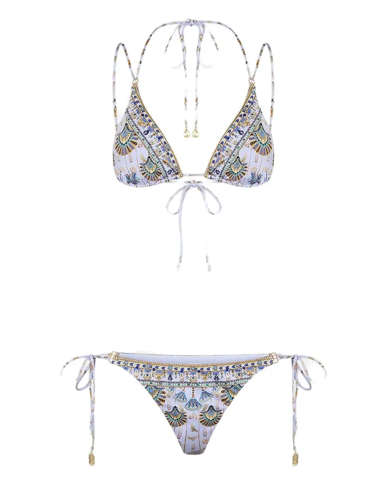 Camilla Gemusterter Badeanzug mit Verzierung - Weiß Weiß
