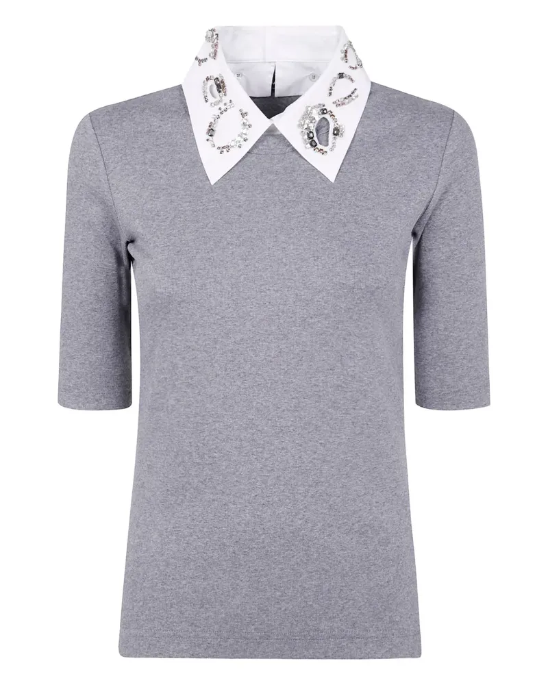 Fabiana Filippi T-Shirt mit Kristallen - Grau Grau