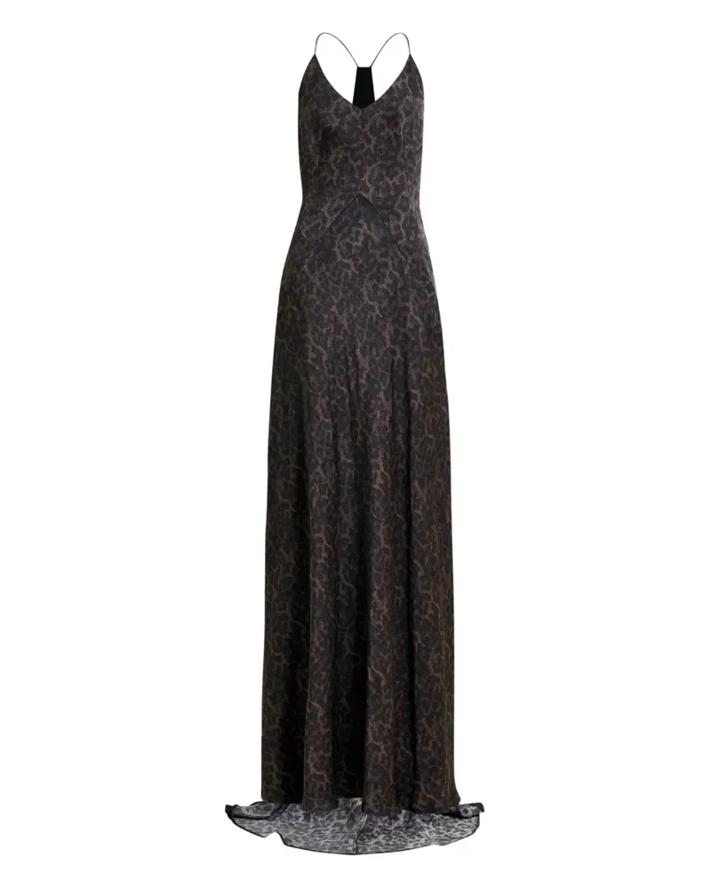 Essentiel Idont Maxikleid mit Leoparden-Print - Schwarz Schwarz