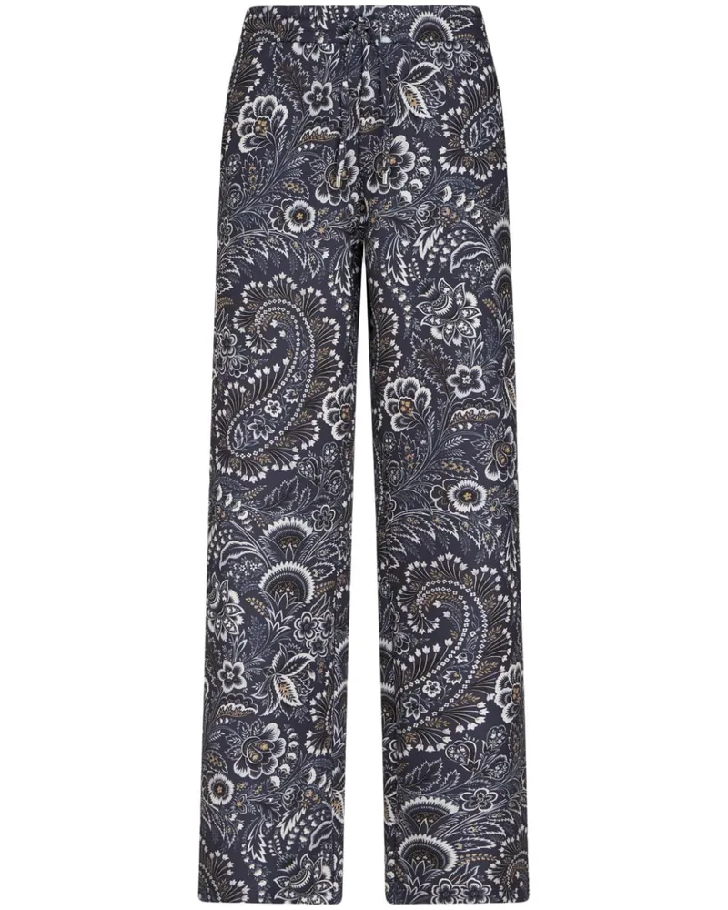 Etro Gerade Hose mit Paisleymuster Blau