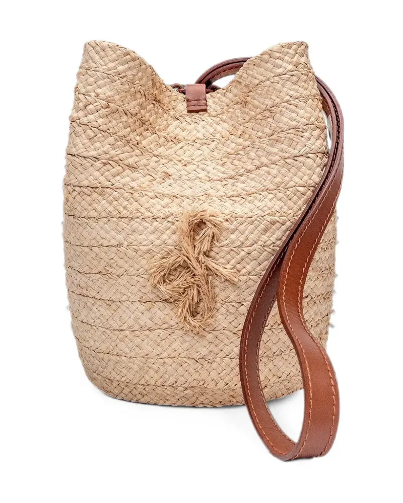 RUSLAN BAGINSKIY woven-straw bucket bag - Nude Nude
