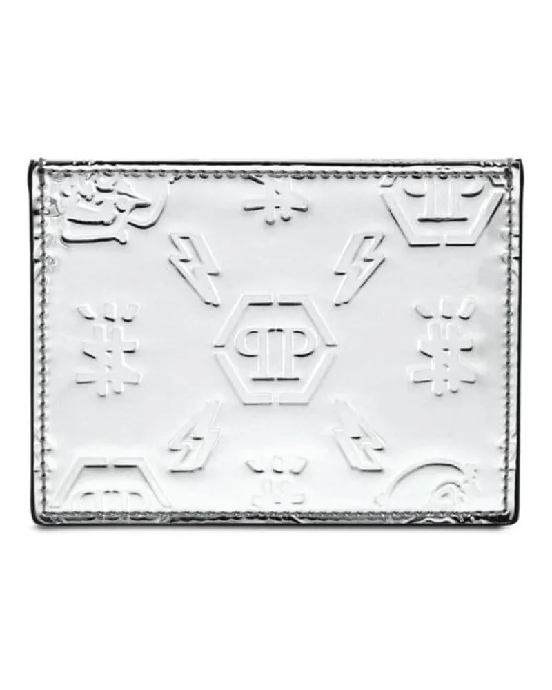 Philipp Plein Kartenetui mit Monogramm-Prägung - Silber Silber