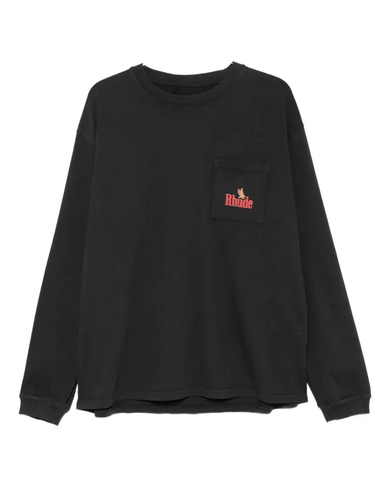 RHUDE T-Shirt mit Brusttasche - Schwarz Schwarz