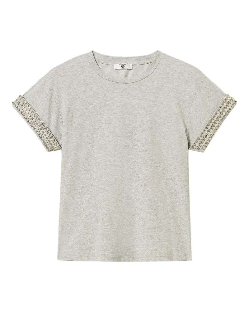 Twin-Set T-Shirt mit Strass - Grau Grau
