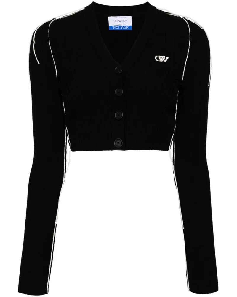 OFF-WHITE Ow logo V-neck cardigan - Schwarz Schwarz