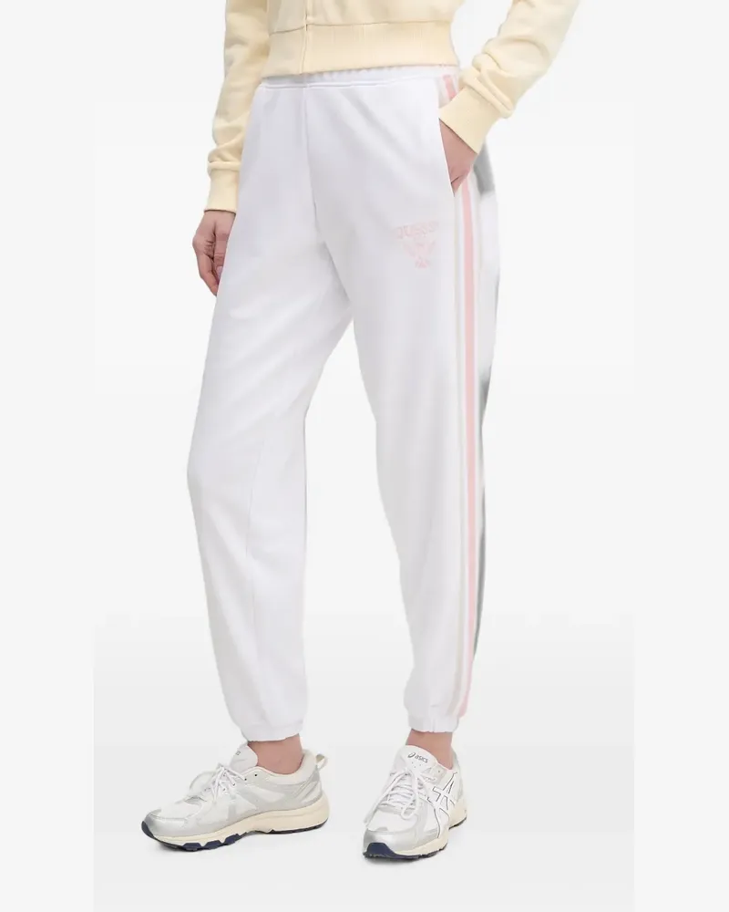 Guess Yarrow side-stripe embroidered-logo track pants - Weiß Weiß