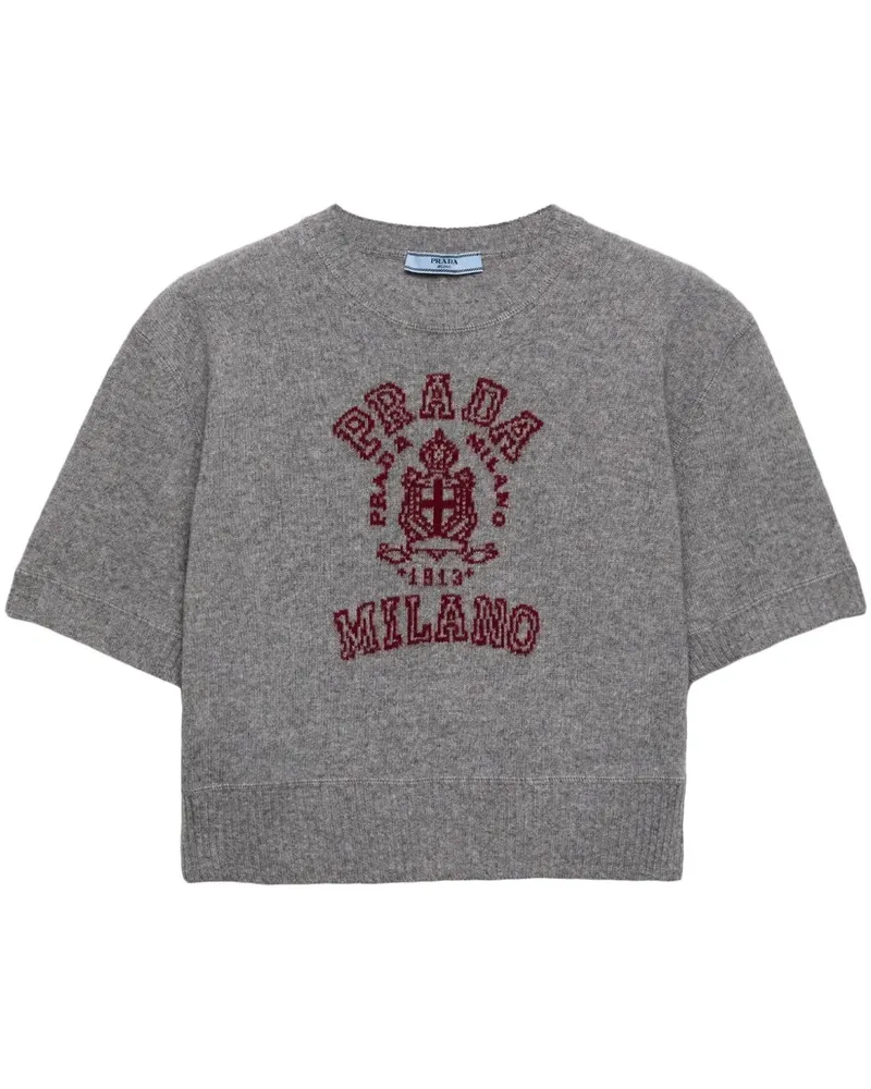 Prada Pullover mit Logo-Intarsie - Grau Grau