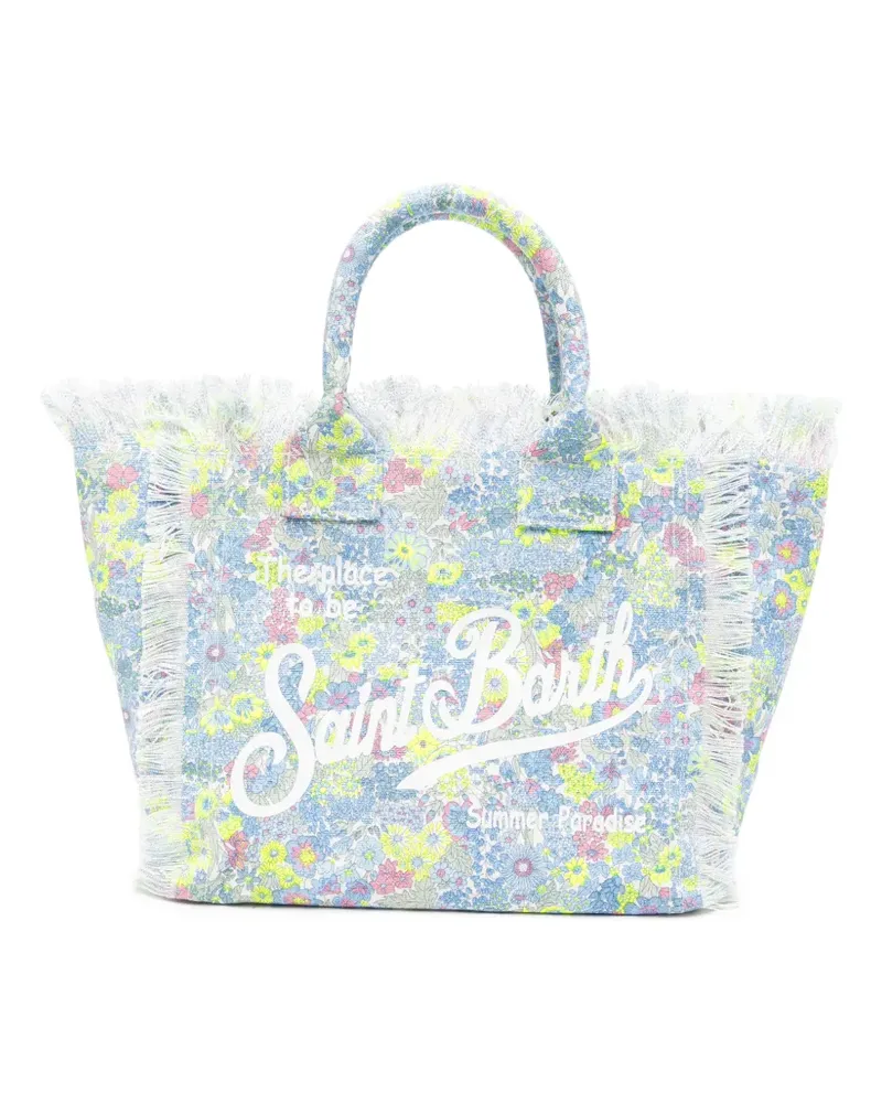 MC2 Saint Barth Vanity floral-print frayed cotton tote bag - Blau Blau
