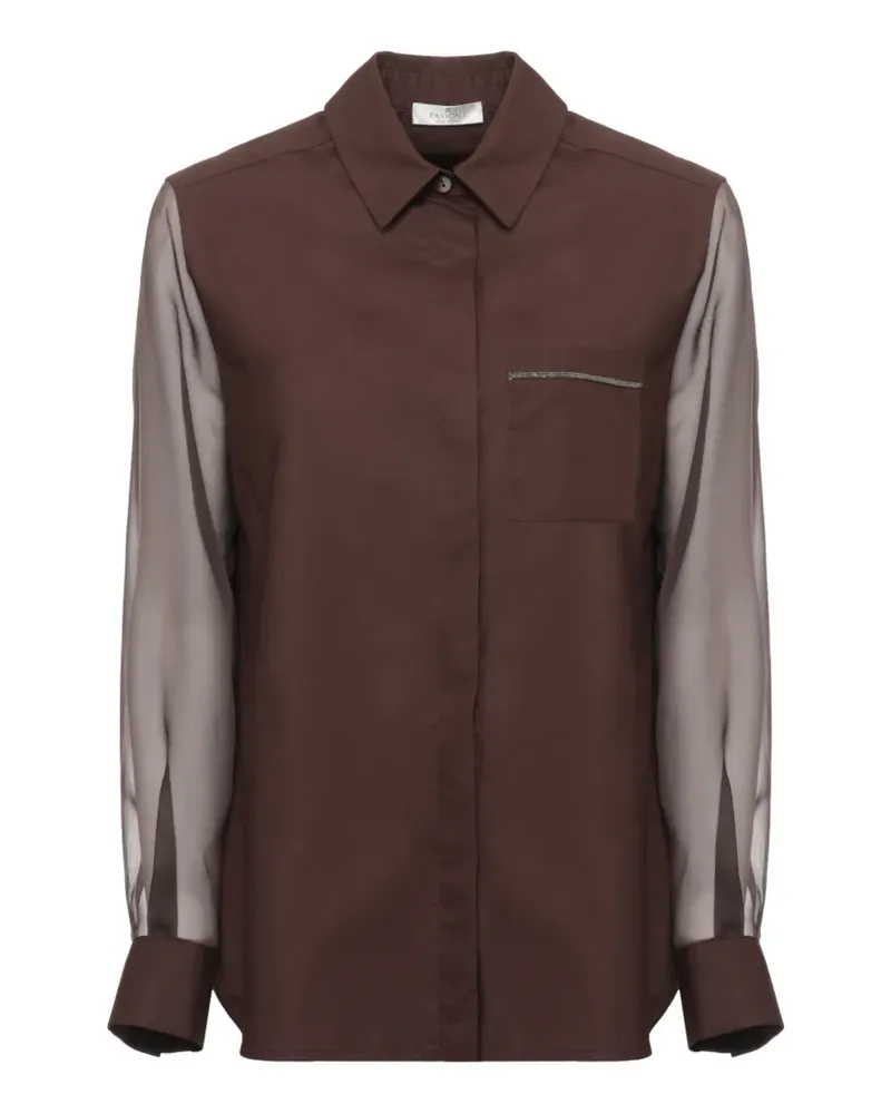 PANICALE Cashmere sheer-sleeve button-back shirt - Braun Braun