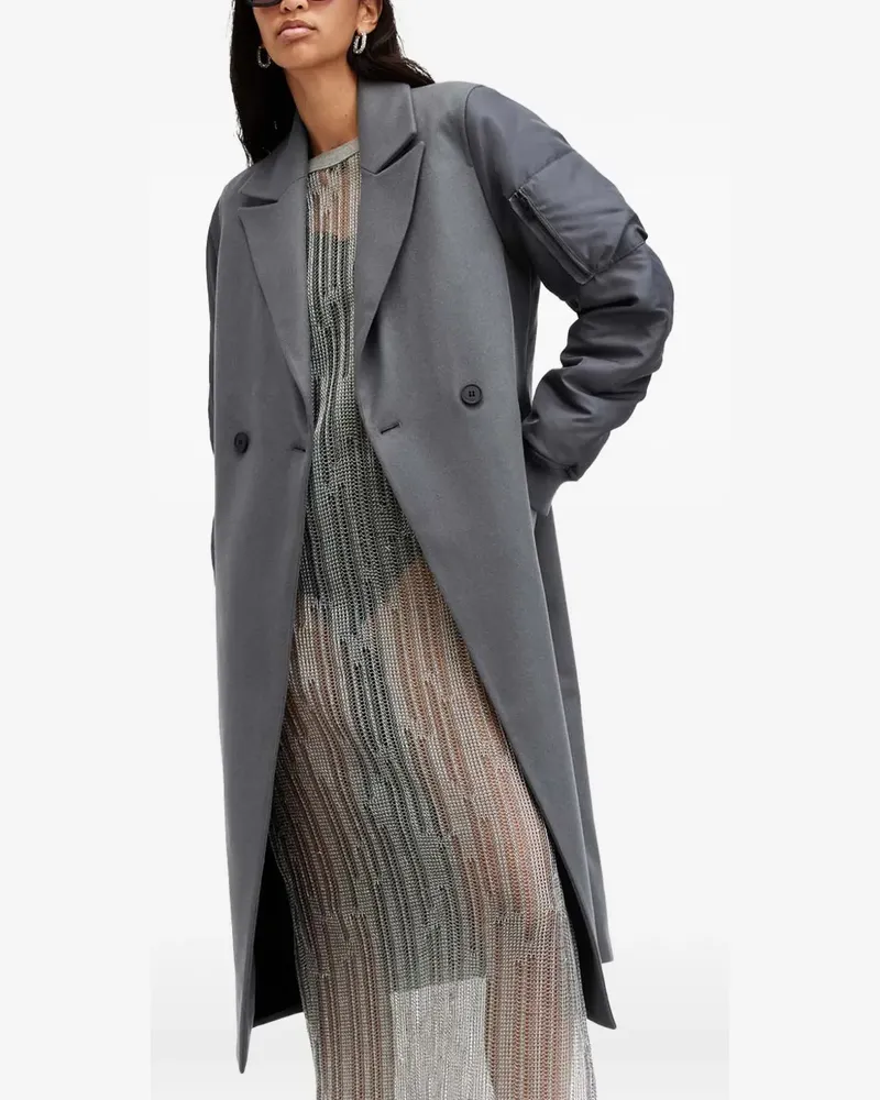 AllSaints Paulah bomber-sleeve double-breasted coat - Grau Grau