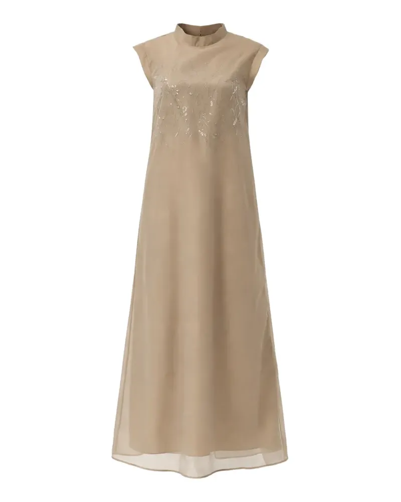 PANICALE Cashmere sequin-embellished sleeveless maxi dress - Nude Nude