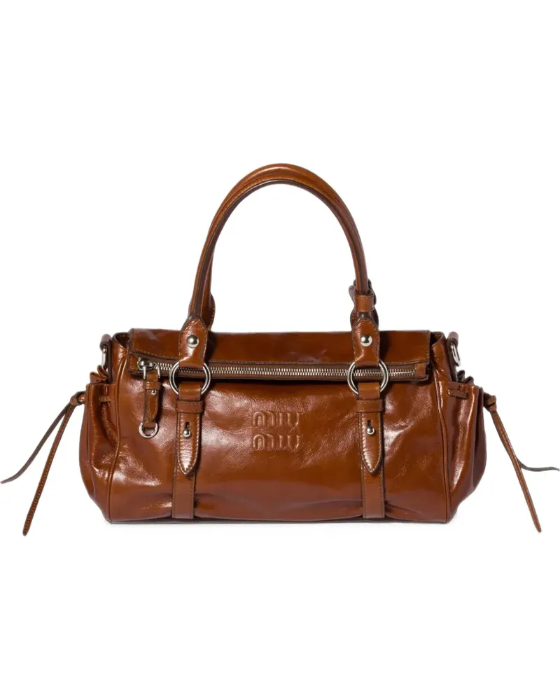 Miu Miu Handtasche aus glänzendem Leder - Braun Braun