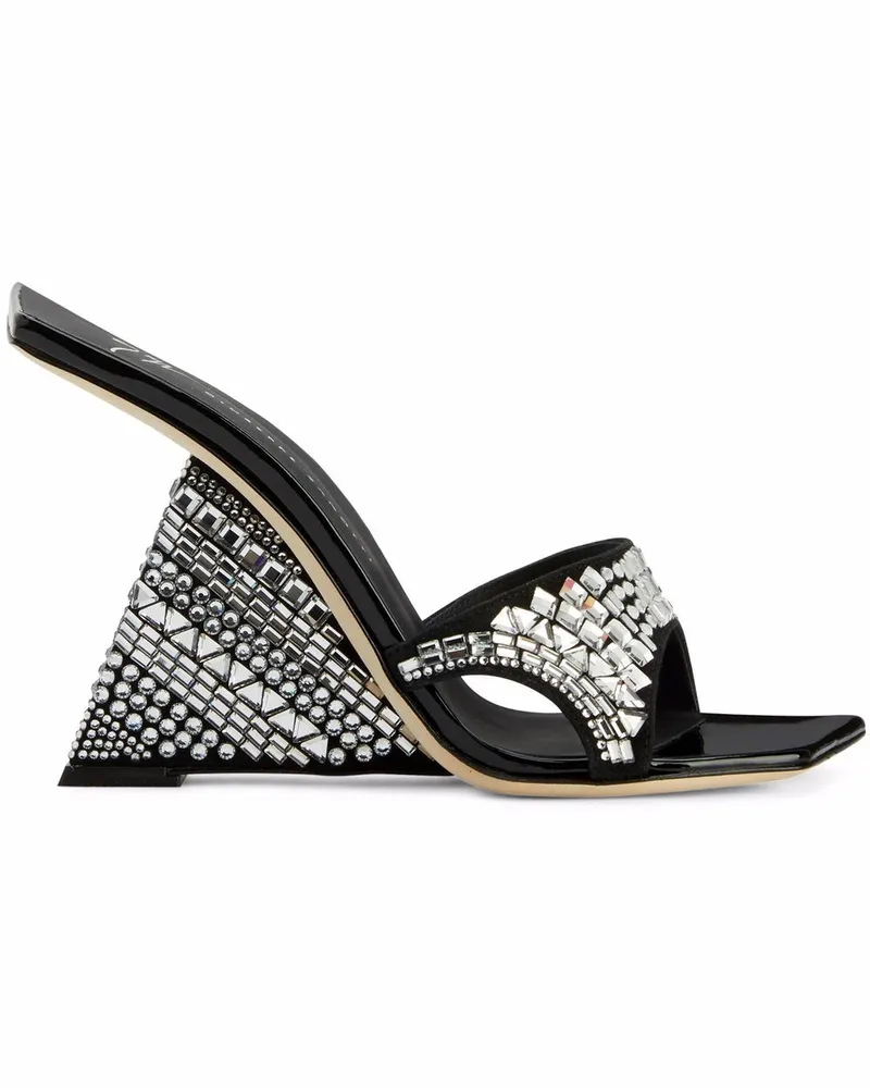 Giuseppe Zanotti Akira Shine Wedge-Sandalen 105mm - Schwarz Schwarz