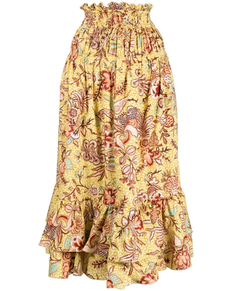 Ulla Johnson Acacia Midirock mit Calla Lily-Print - Gelb Gelb